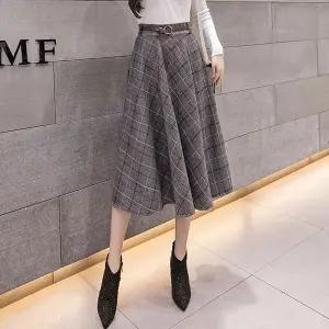 어나더블 로브 체크 스커트