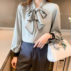 어나더블 모쉐 리본 블라우스