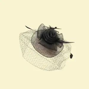 블랙 그물 모자 깃털 망사 헤어핀 할로윈 파티용 베일 머리장식