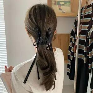 [에이치플러스몰]ksr 시크 블랙리본 헤어 집게핀