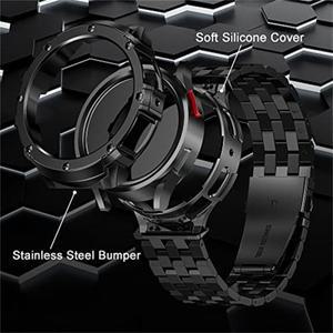 삼성 갤럭시 워치 5 프로 45mm시계 호환용 호환용 본체 아님용 스테인레스 스틸 케이스 메탈 범퍼 커버  6
