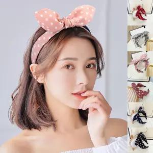 여성 귀여운 땡땡이 도트 리본 머리띠 터번 헤어밴드 머리핀