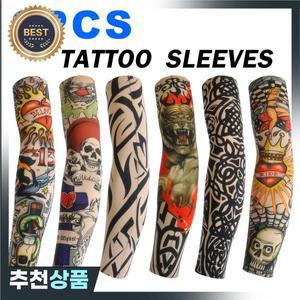 남성 여성을위한 6 PCS 문신 슬리브 Anti-Sunburn 탄성 야외 나이트 클럽 사이클링 팔 커버 파티