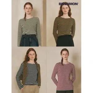 벤시몽 여성 워셔블 스트라이프 긴팔 티셔츠 4종택일
