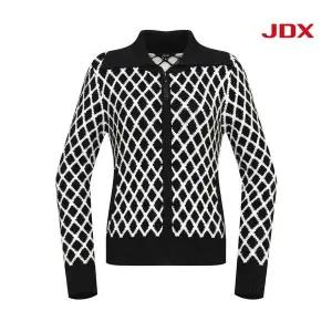 제이디엑스 JDX 여성 아가일 빅카라 가디건 X2SCU7312BK
