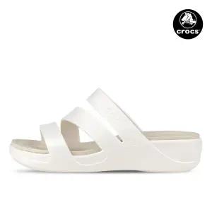 크록스 보카 스트래피 웨지 여성 슬리퍼 샌들 오이스터 207434-159