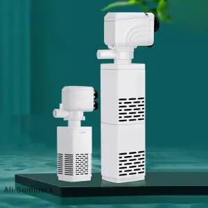 E 3 in 1 수족관 필터 펌프 무소음 어항 수중 에어 산소 공급기 물 교환 웨이브 메이커