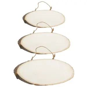 나무공예 통나무걸이 방문걸이 천연 나무문패 타원형 -3사이즈