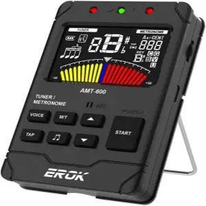 EROK 디지털 메트로놈 튜너 - 스테레오 헤드폰 출력 음성 카운팅 기능을 갖춘 올인원 충전식 기타 베이스