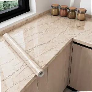 주방 싱크대 상판 리폼 시트지 대리석 패턴 베이지 방수 접착 필름 셀프 인테리어