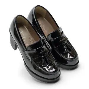 여자 태슬 7cm 미들굽 구두 고급 데일리 키높이 슈즈