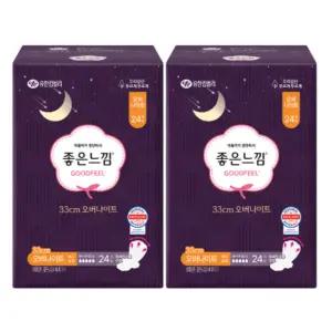 좋은느낌 오버나이트 생리대 맥시슬림 33cm 24매 X 2 BNS