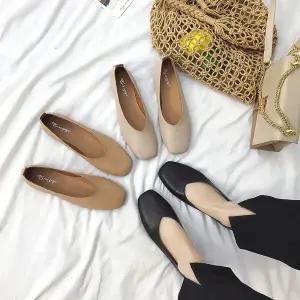 여자 스퀘어 브이컷 1.5cm 3컬러 데일리 플랫슈즈 여자구두 데일리단화