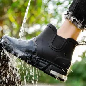 [패션] 1컬러 남성 앵클 첼시부츠 에어쿠션 블랙 데일리 레인부츠 레인28N