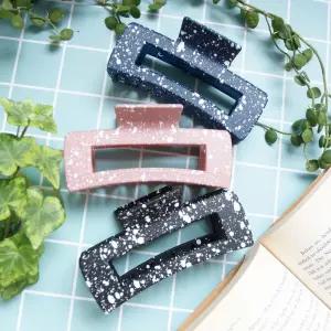 대형 솔리드 달마시안 사각 무광 헤어집게핀 6colors