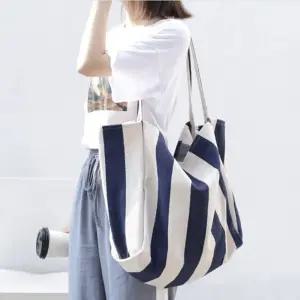 숄더백 세로 줄무늬 편한 캔버스 에코백 쇼퍼백 가방