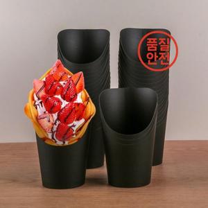 50pcs 샤퀴테리 컵 일회용 크래프트 종이 경사 오일 방지 감자 튀김 두꺼운 스낵 선데이