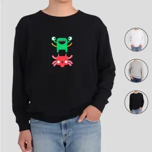 ATOGATO 녹색 빨강 몬스터 친구들 맞춤 맨투맨 UrG9+9mPb