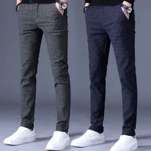 남성 외출 출퇴근 일자핏 체크 패턴 깔끔 슬랙스 바지면바지 조거팬츠 편한 건빵 작업복 슬렉스 커플 여자