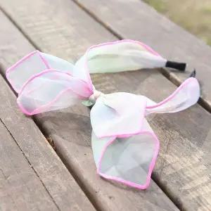 TBZ 핑크 나염 더블 리본 오간자 헤어밴드 머리띠