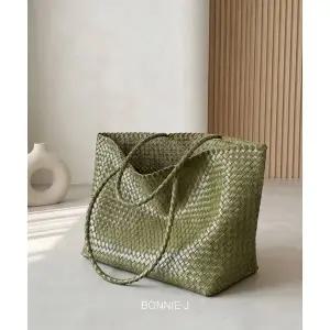 [BONNIE J]빅 위빙 토트백 숄더백 꼬임 가죽 가방 보부상백 데일리백 대용량 짜임 숄더 가벼운 백