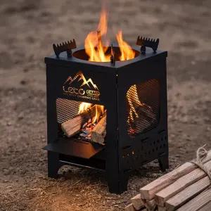 이중연소 캠핑 화로대 아궁이 불멍 감성 파이어핏 바베큐 그릴 접이식 LCP-FP08