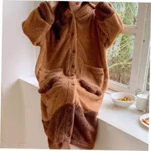후드달린 TC 주머니 귀여운 파자마 수면 브라운 포근하고 겨울잠옷 FREE