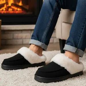 [에이치플러스몰]남성 털 안감 겨울 블로퍼 뮬 슬리퍼 데일리 캐주얼 슈즈