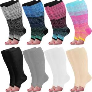 크론니트 8켤레 플러스 사이즈 압박 양말 여성 남성용 20-30mmhg 와이드 종아리 엑스트라 라지 무릎 지지