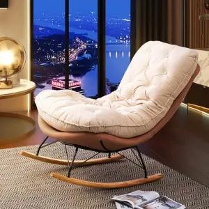 북유럽 럭셔리 원목 발코니 거실 인테리어 쿠션 흔들의자 의자 고급 홈 안락 스윙체어 베란다