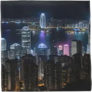 YANYU 에어리얼 나이트 오브 뷰 홍콩 프린트 목욕 타월 퀵 드라이 경량 흡수제 여행용 홈 필수품에