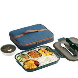 뚜껑 식판 직장인 점심 도시락통 A 보온백 1550ml블랙 스텐 런치박스