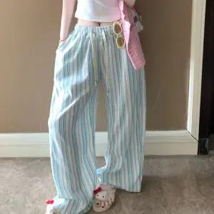 캐주얼 잠옷세트 긴바지 잠옷바지 편한 빅사이즈 스트라이프 파자마 봄여름 커플 유행1