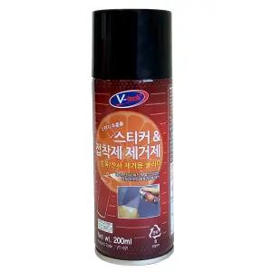 브이텍 얼룩 잔사 스티커 제거제 200ml/접착제/타르/제거/끈끈이/차량용/강력/거제/테이프/양면/크리너