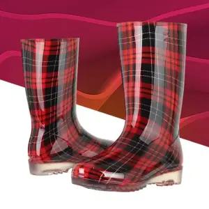 보따리D 투명여장 적체크 미끄럼방지 장화 주방 방수화 작업화