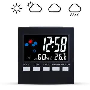 디지털 알람 시계 탁상용 스누즈 무소음 온습도 알람 시계 침대 온습도계 가정용 라이트 습도계 무선 음성