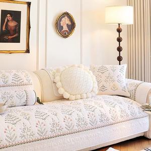 이즈리엘 순면 소파 패드 커버 논슬립 꽃자수 사계절