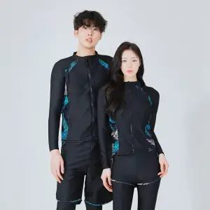 여성 남성  플라워라인 커플 빅사이즈 레쉬가드 래쉬가드 수영복 세트