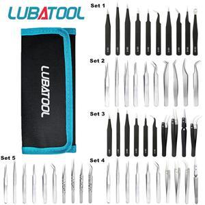 10개 세트 핀셋 가방 스테인리스 스틸 정전기 방지 정밀 키트 디지털 휴대폰 수리 도구 수공구