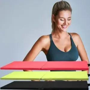 2단 접이식 홈트매트 운동매트 빨강검정 2단 접이식