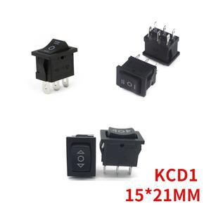 로커 스위치 전원 버튼 미니 블랙 3 핀 6 온/오프 AC 6A 250V 10A KCD1 15x21mm 5 개