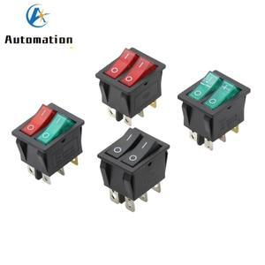 1PCS KCD8 6PIN 16A 250V 20A 이중 조명 스위치 로커 방수 ON-OFF 래칭 보트 전원