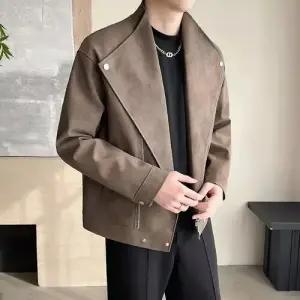 캐주얼 가을 남사친 숄카라 재킷 가죽 슬림핏 점퍼 OP3