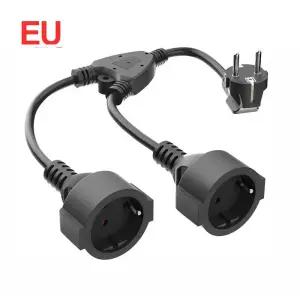 스프링전선 코일 케이블 보호 접촉 익스텐션 AC Y 콘센트 2개 소켓 IP20 이중 가정 사무실용