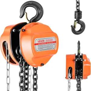 VEVOR 핸드 체인 호이스트 1/2톤 1100파운드 용량 업그레이드된 G80 아연 도금 체인이 있는 수동 블록
