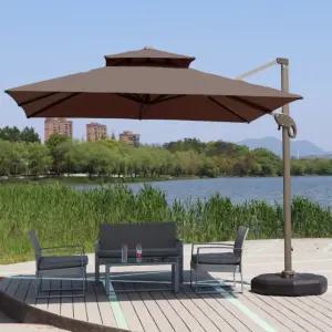 3M 프리미엄 사각 폴딩 파라솔 이중지붕 특대형 카페 정원 햇빛가리개 그늘막 (물통미포함)