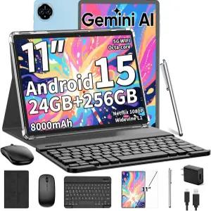 2026 안드로이드 15 태블릿 키보드 포함 11인치 24GB+256GB+2TB 확장 옥타코어 8000mAh 5G/2.4G WiFi