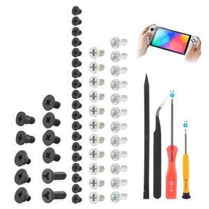 닌텐도 스위치 OLED 나사 교체 콘솔 헤드 액세서리 부품 및 수리 도구용 46PCS 전체 세트