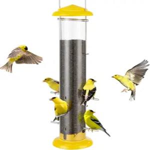 엉겅퀴/나이저 씨앗용 킹야드 금속 핀치 피더 야외용 튜브 버드 2파운드 대용량 리필 및 청소가 용이한