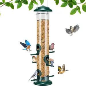 야외 걸이용 킹야드 금속 새 모이통 6개의 먹이 포트가 있는 튜브 15인치 씹지 않음 및 내후성